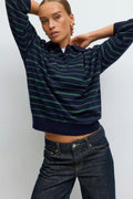 Striped collar knitted sweater