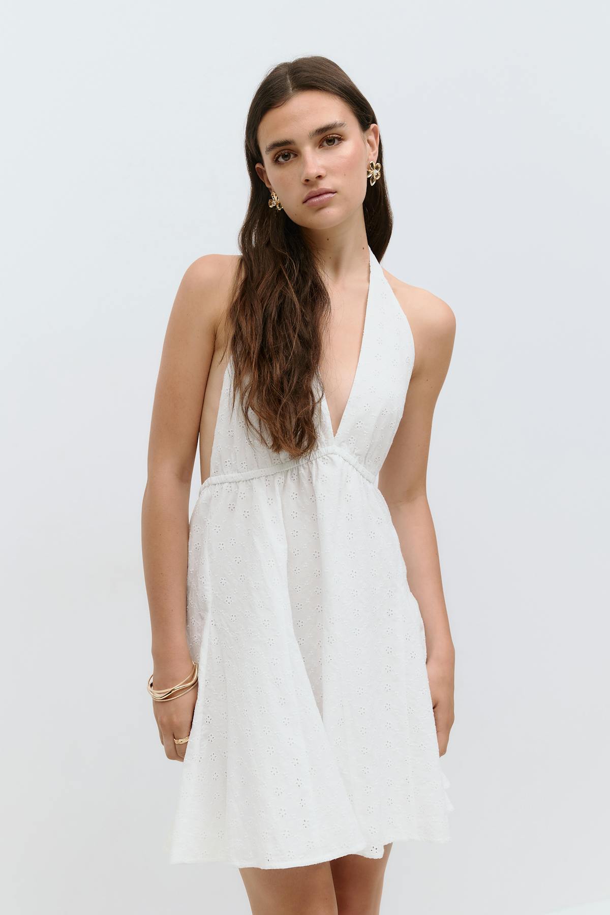 Broderie halterneck dress