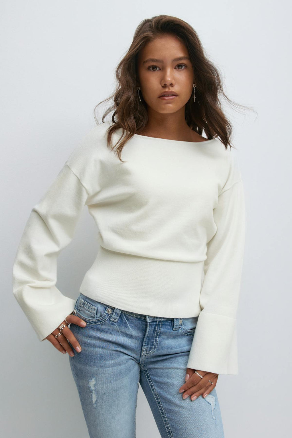 Y high rib knitted sweater