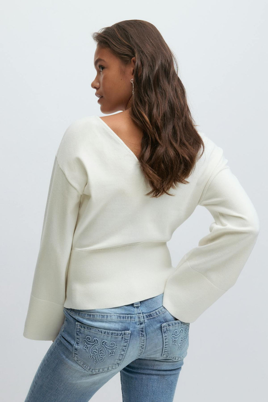 Y high rib knitted sweater