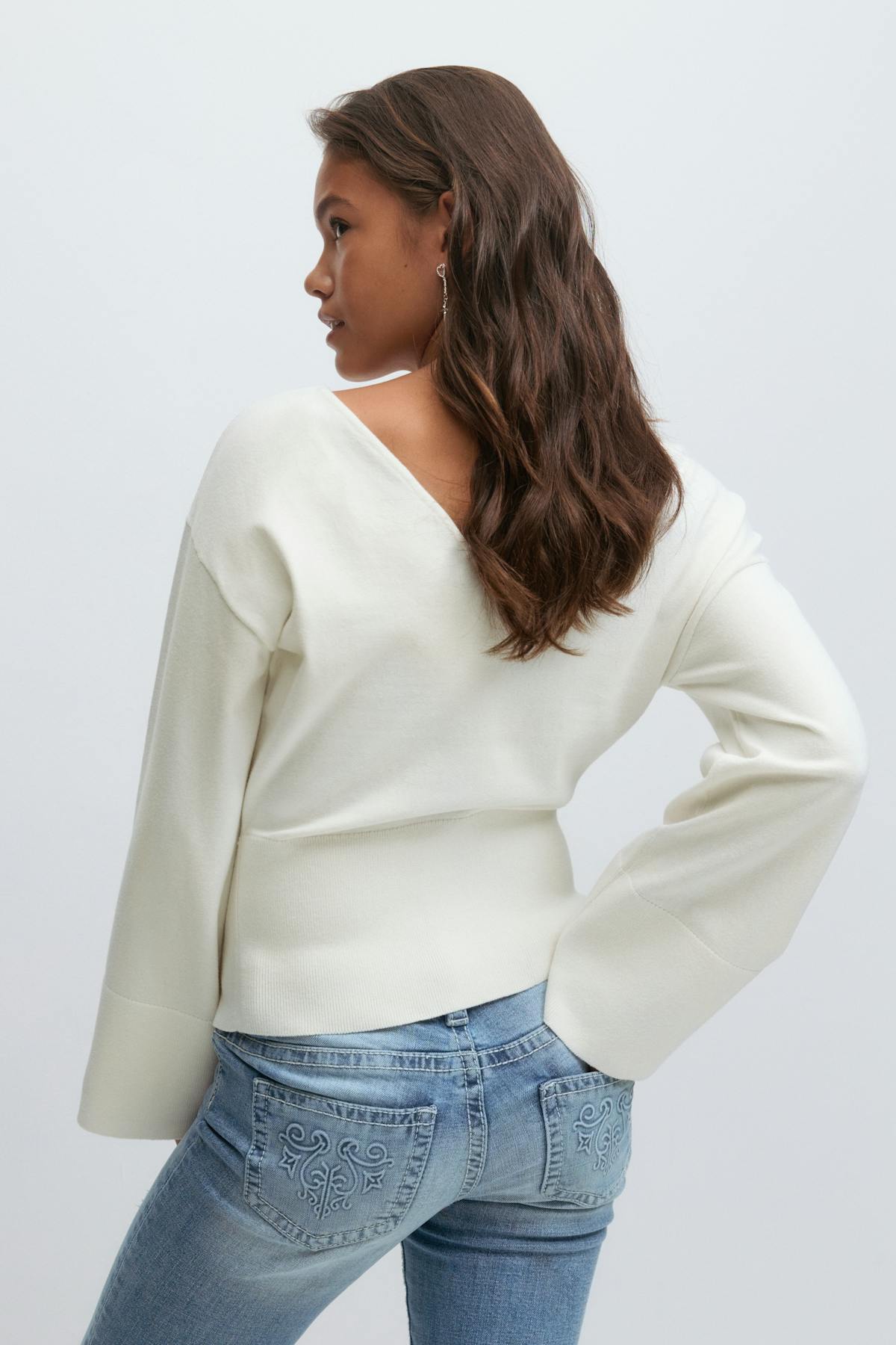 Y high rib knitted sweater