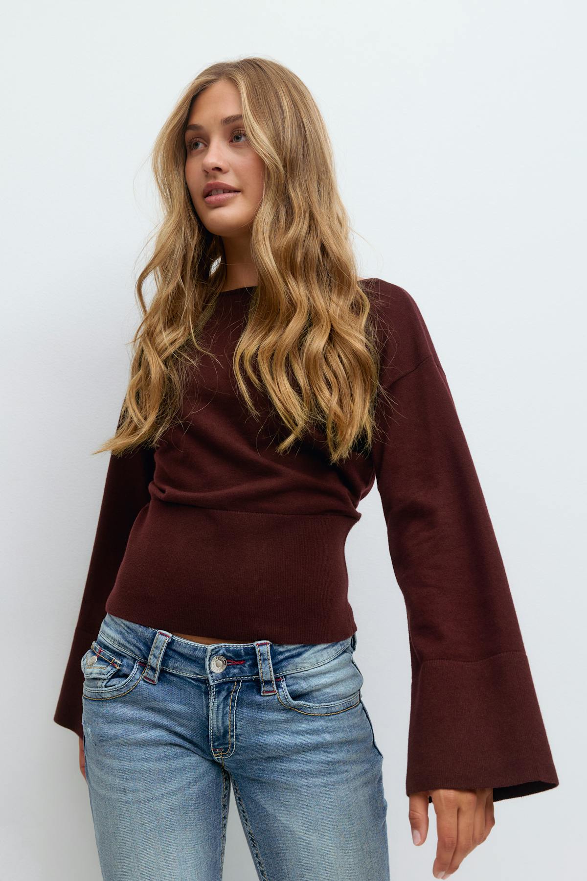 Y high rib knitted sweater