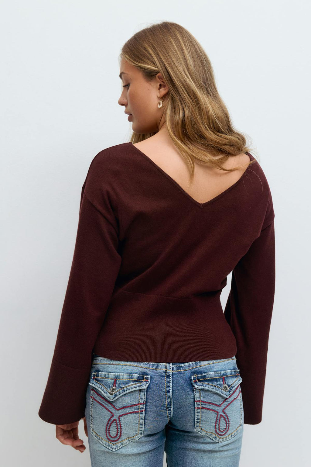 Y high rib knitted sweater