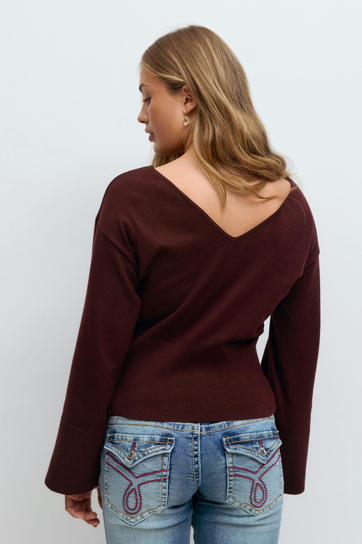 Y high rib knitted sweater