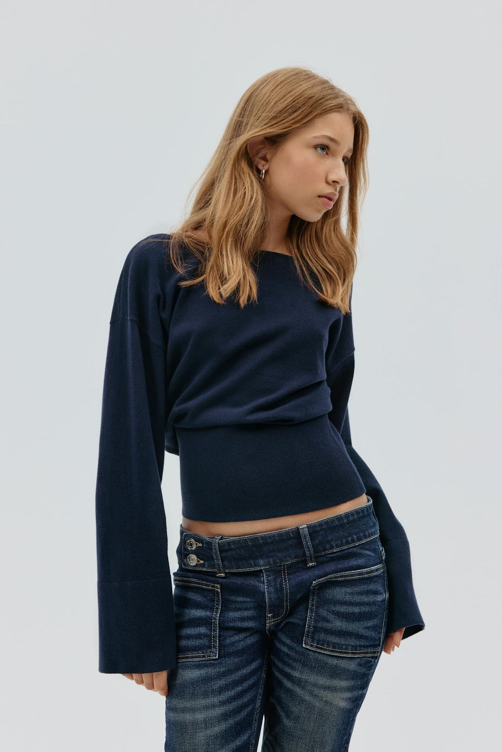 Y high rib knitted sweater