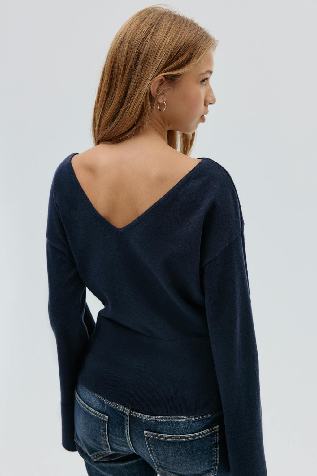 Y high rib knitted sweater