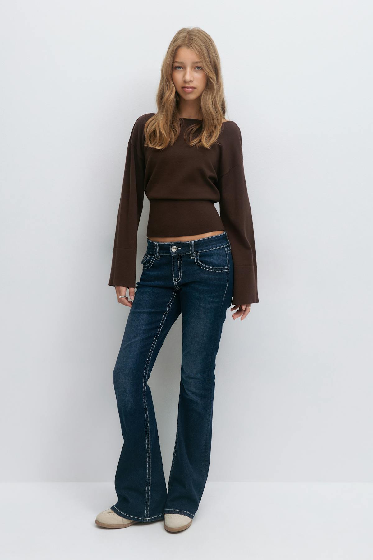 Y high rib knitted sweater