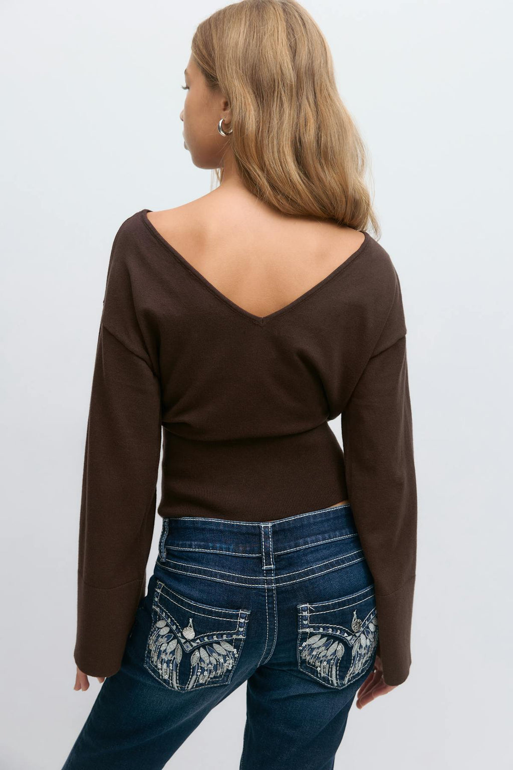 Y high rib knitted sweater