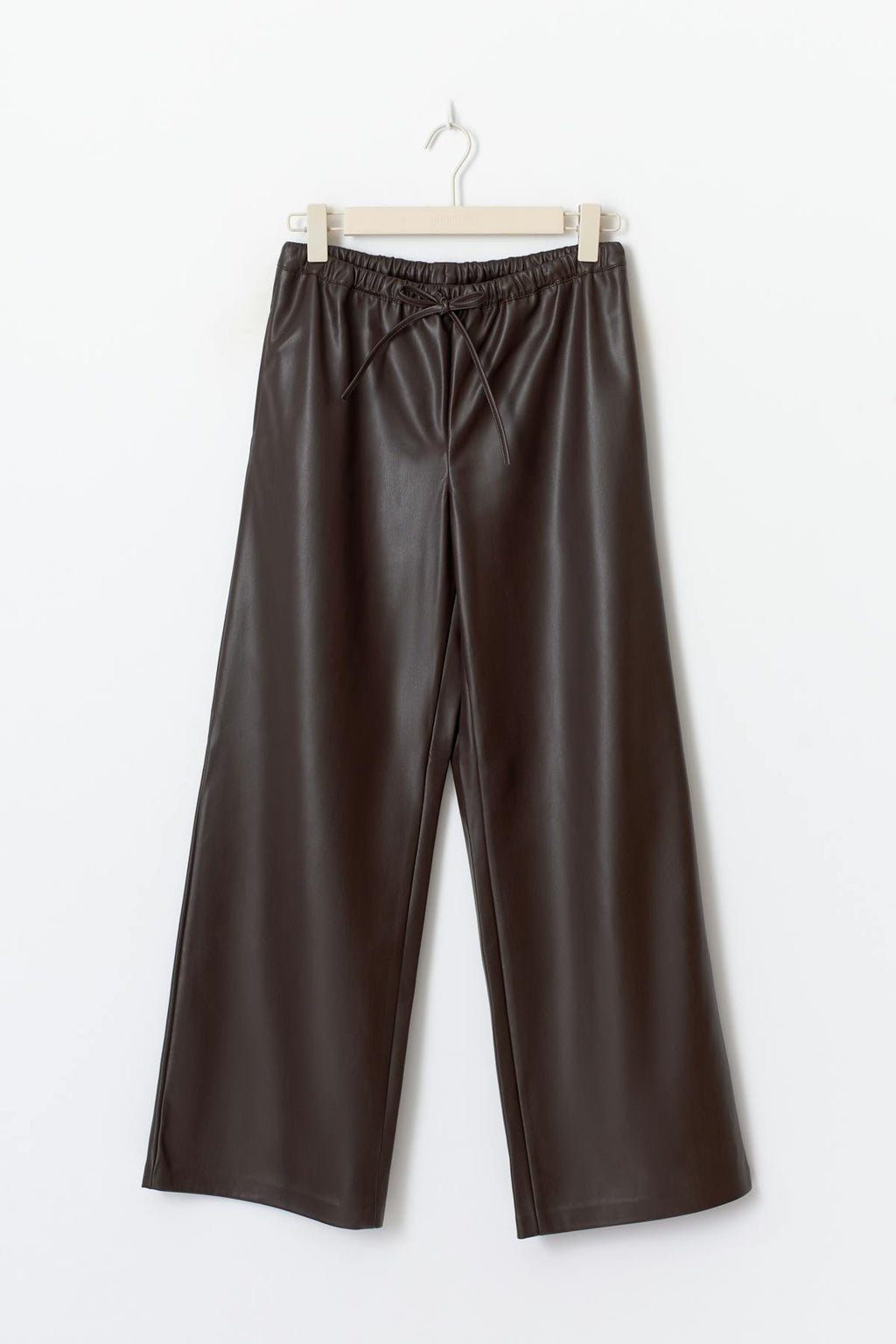 Wide drawstring pu trousers