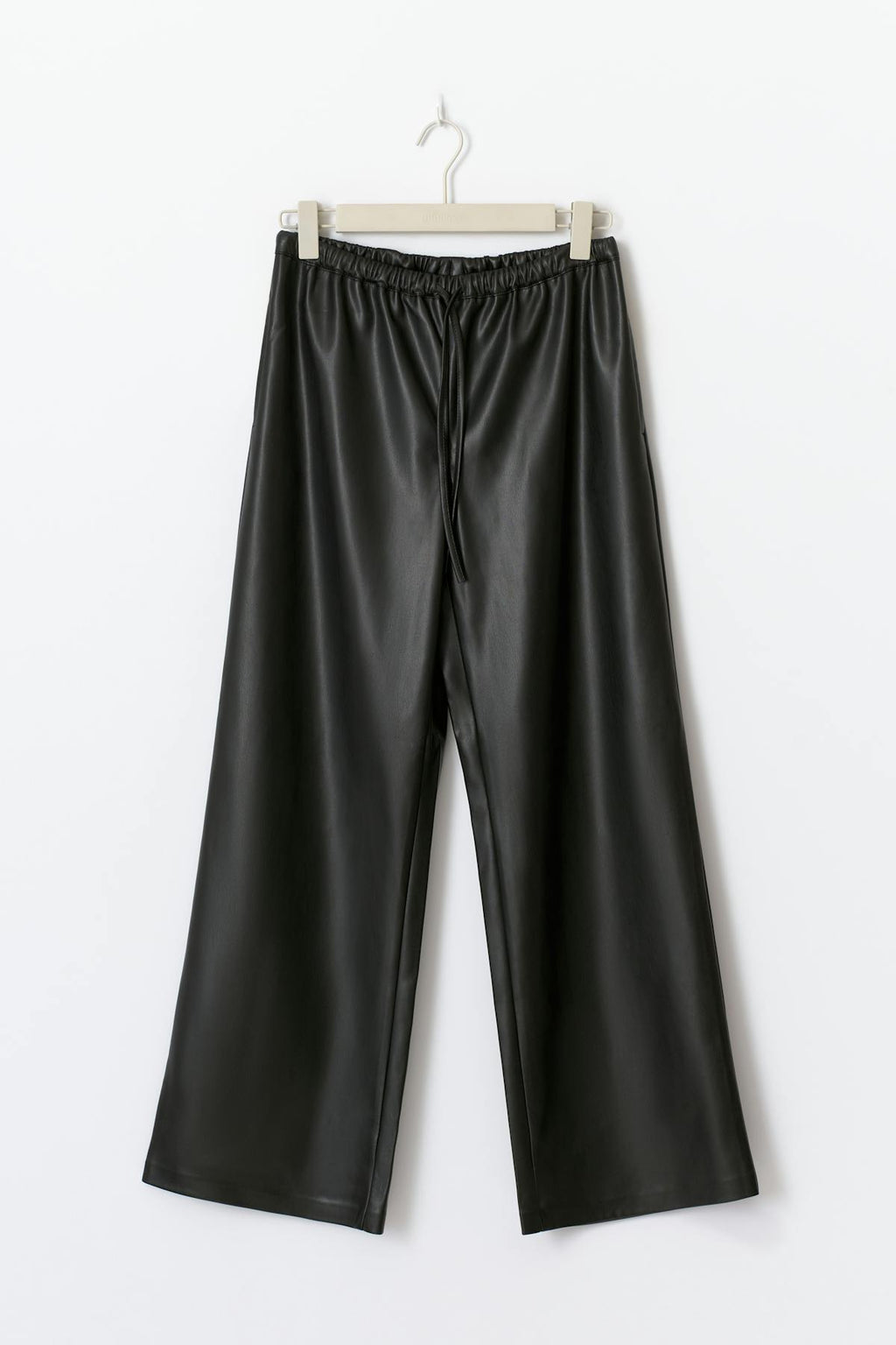 Wide drawstring pu trousers