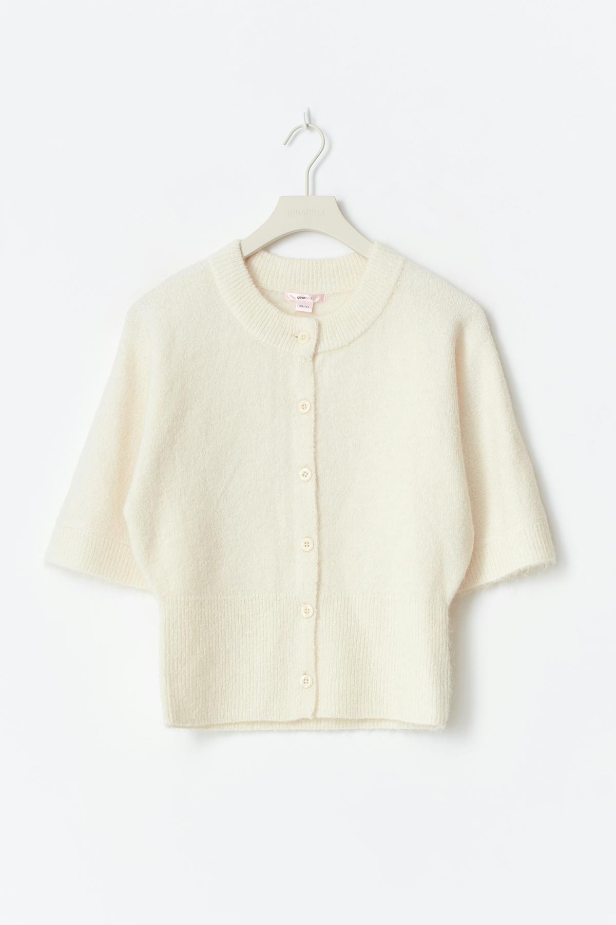 Y knitted short sleeve top