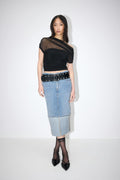 Remade fold up denim skirt