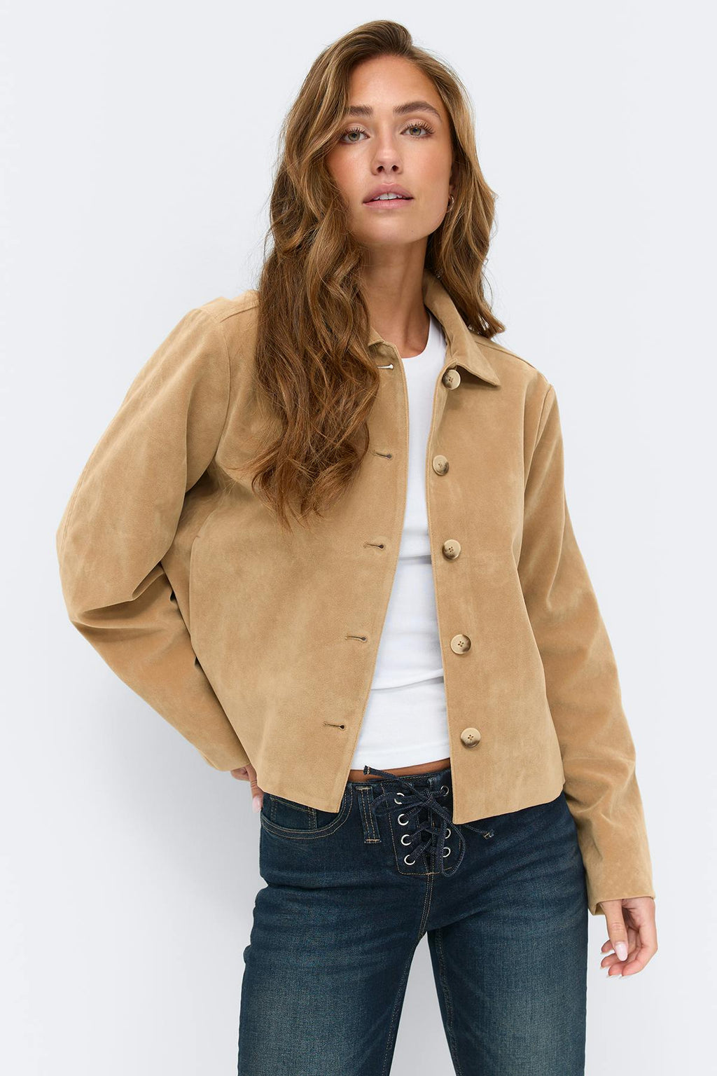Faux suede short jacket