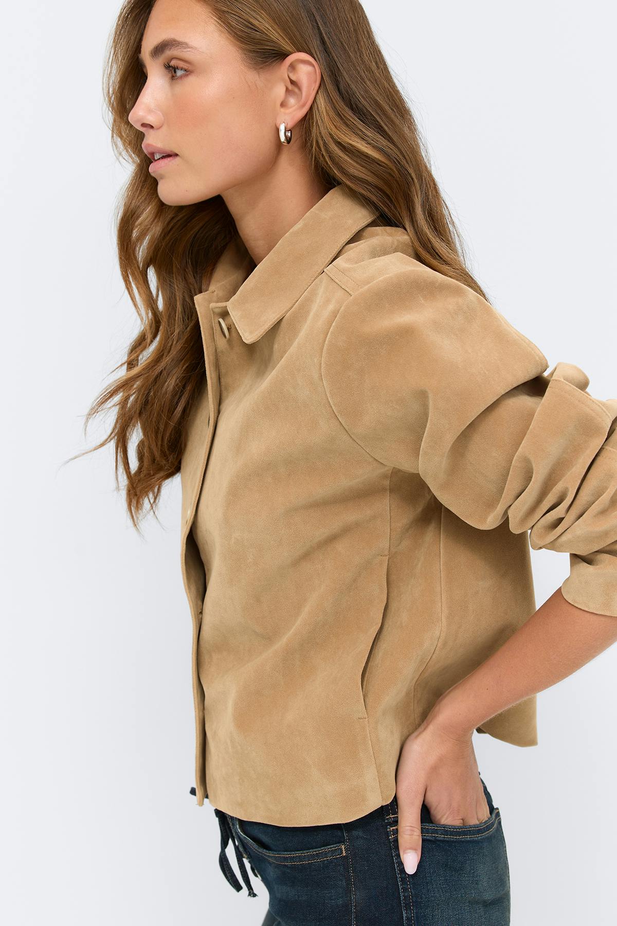 Faux suede short jacket