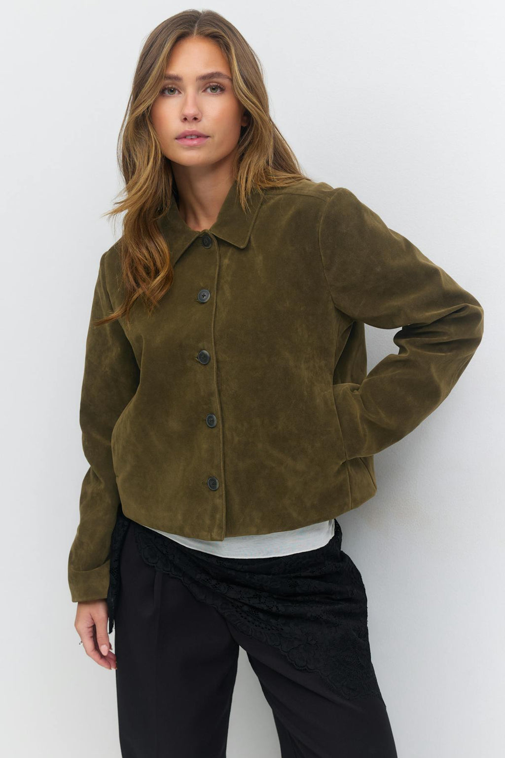 Faux suede short jacket
