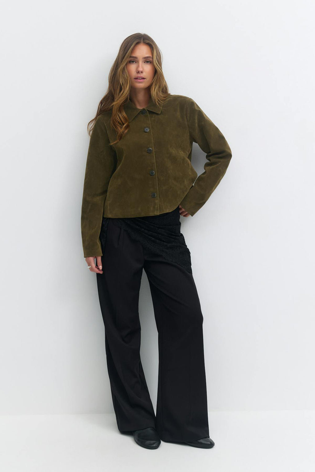 Faux suede short jacket
