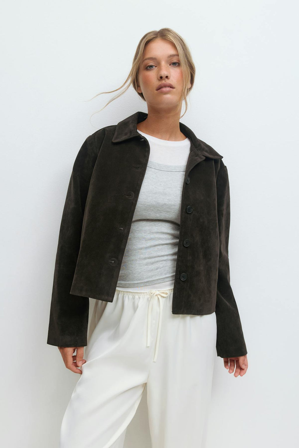Faux suede short jacket