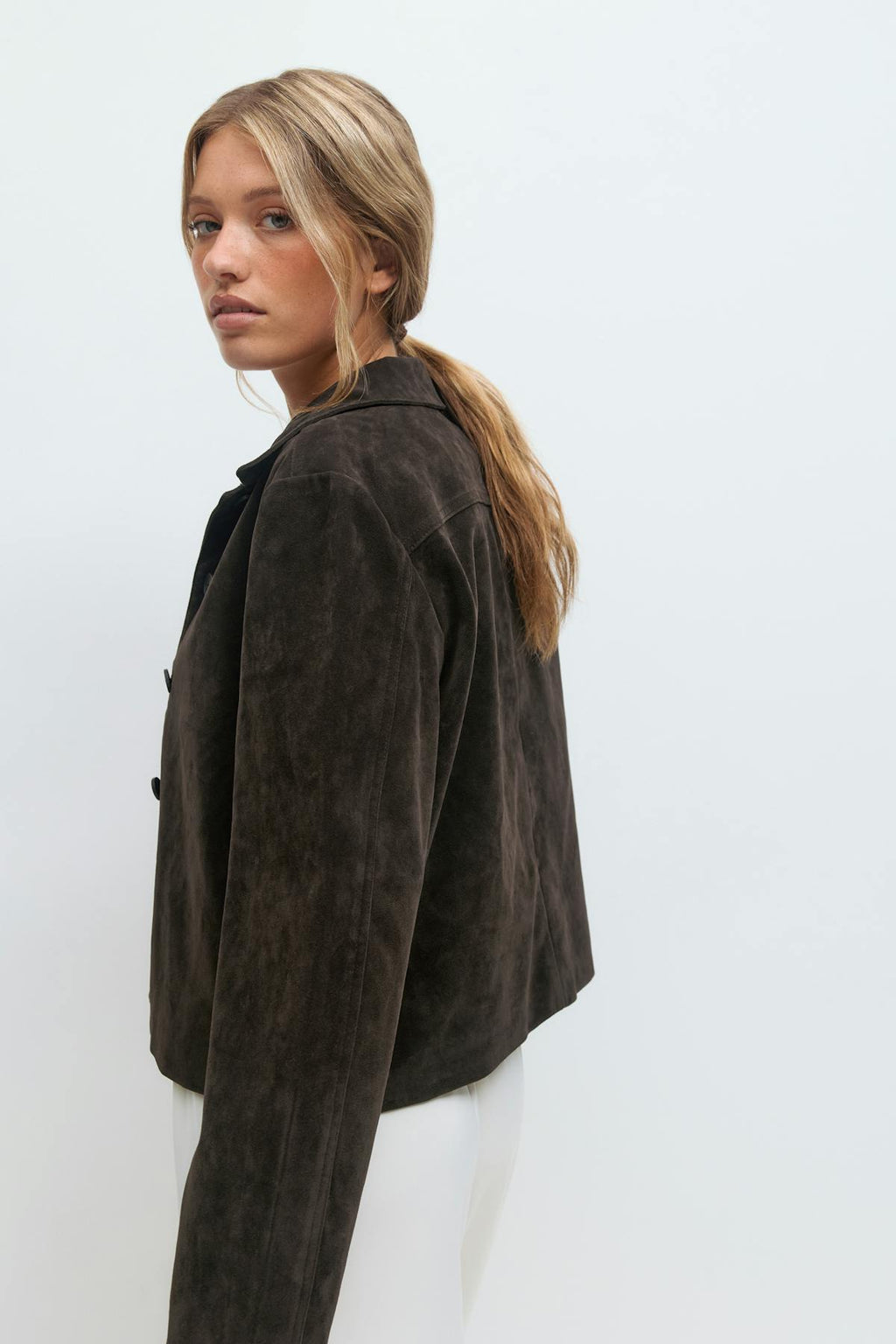 Faux suede short jacket