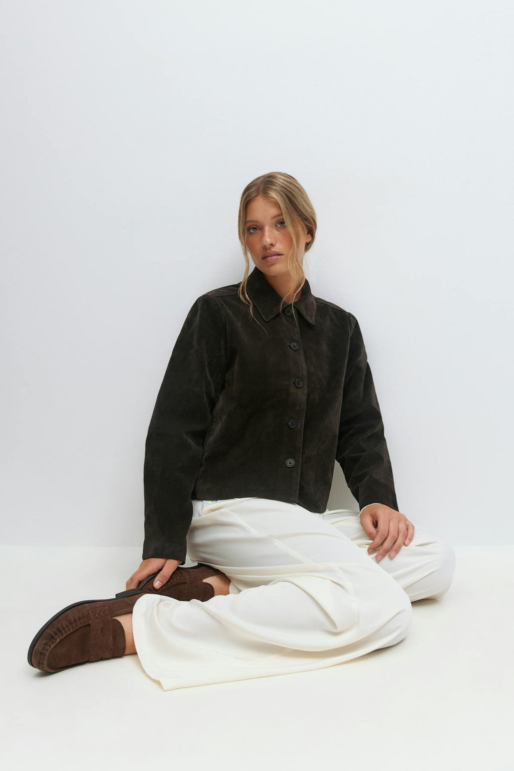 Faux suede short jacket