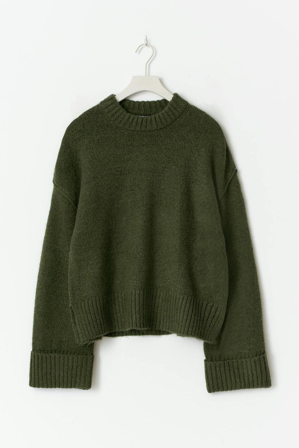 Folded sleeve knitted sweater