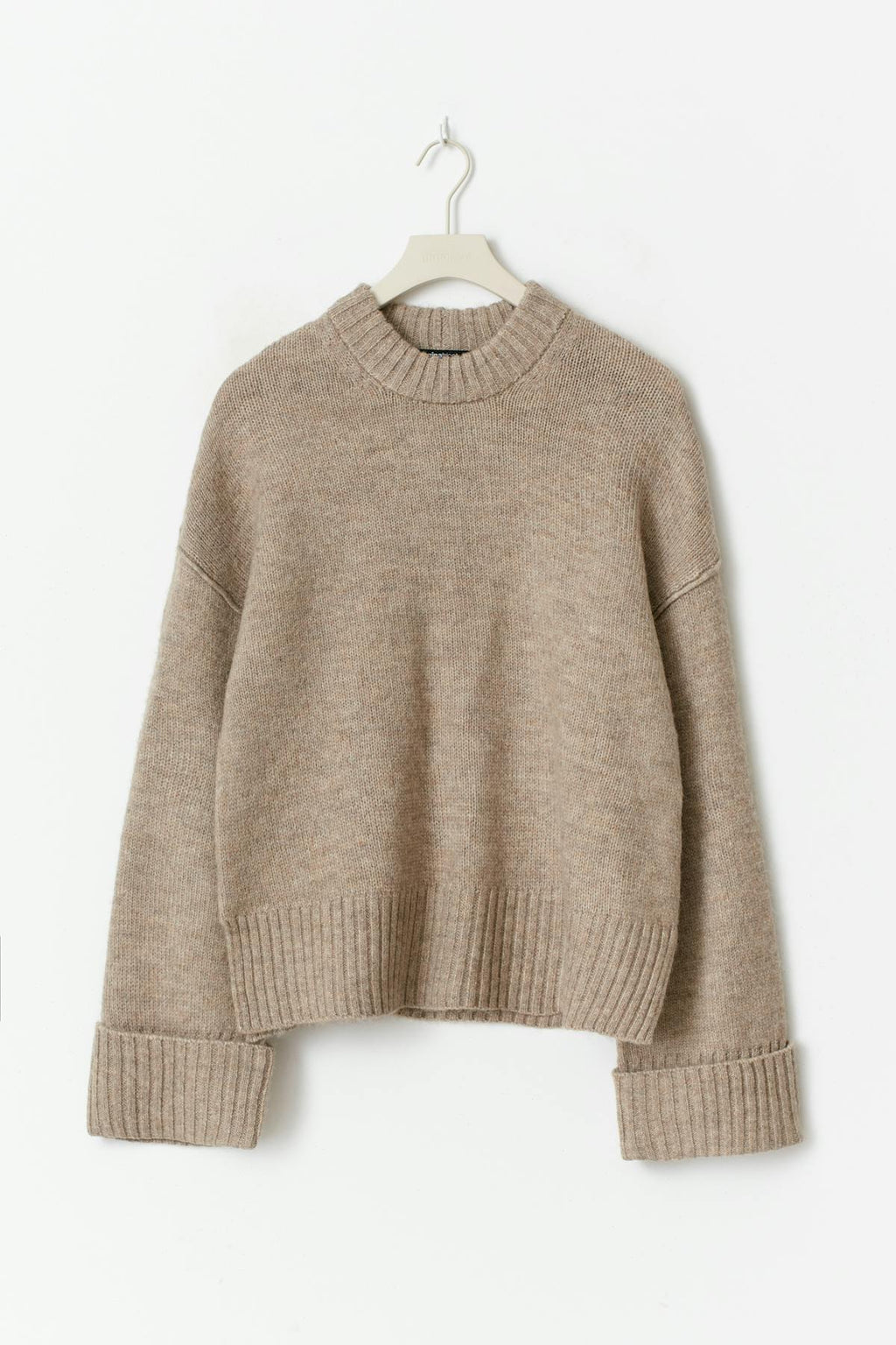 Folded sleeve knitted sweater
