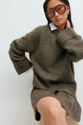 Folded sleeve knitted sweater