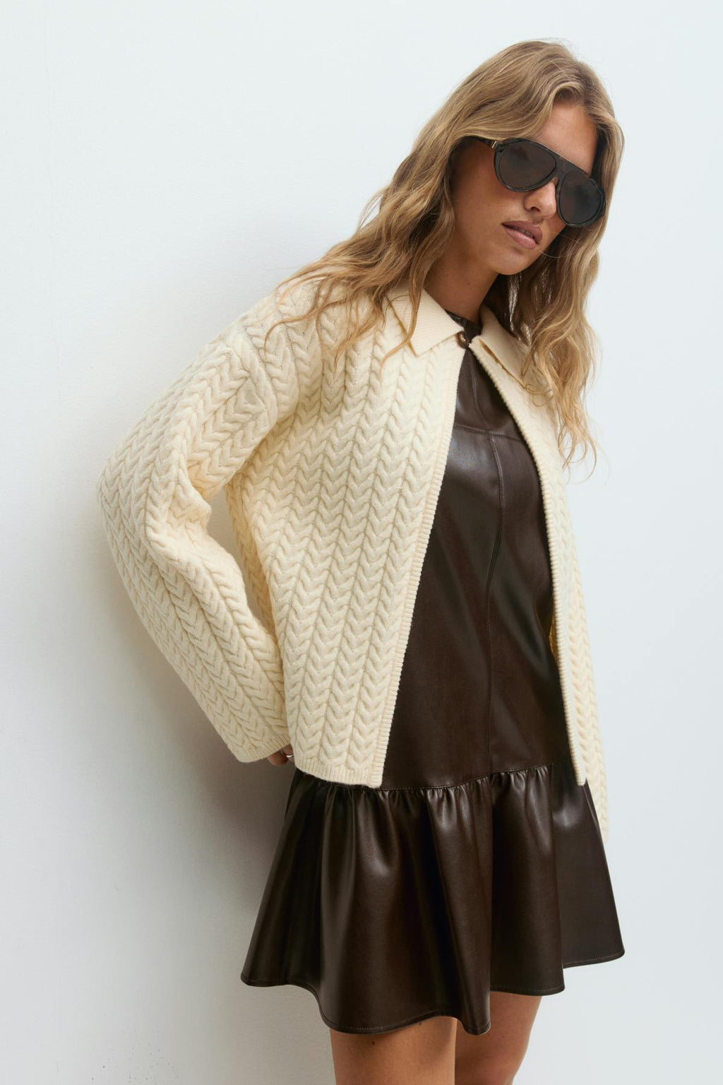 Cable knitted cardigan