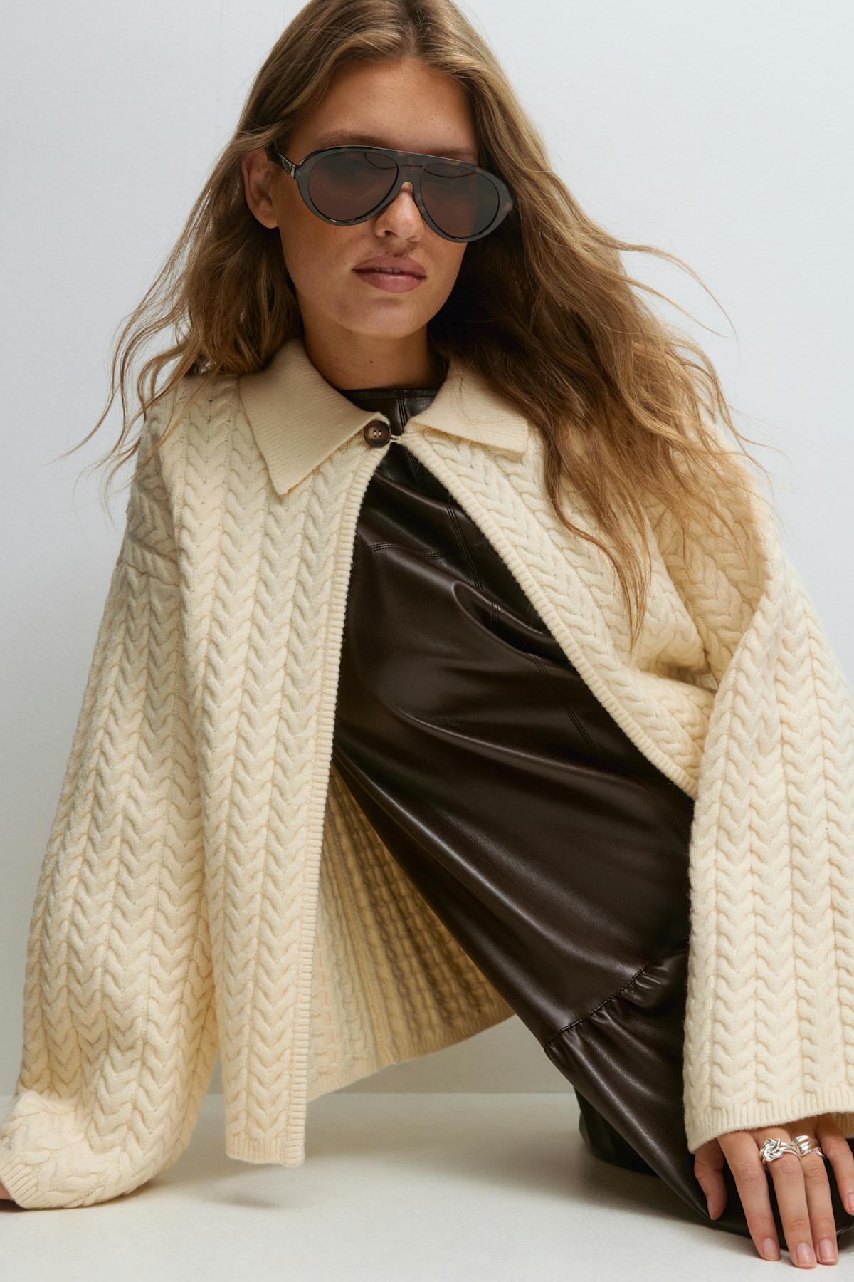 Cable knitted cardigan