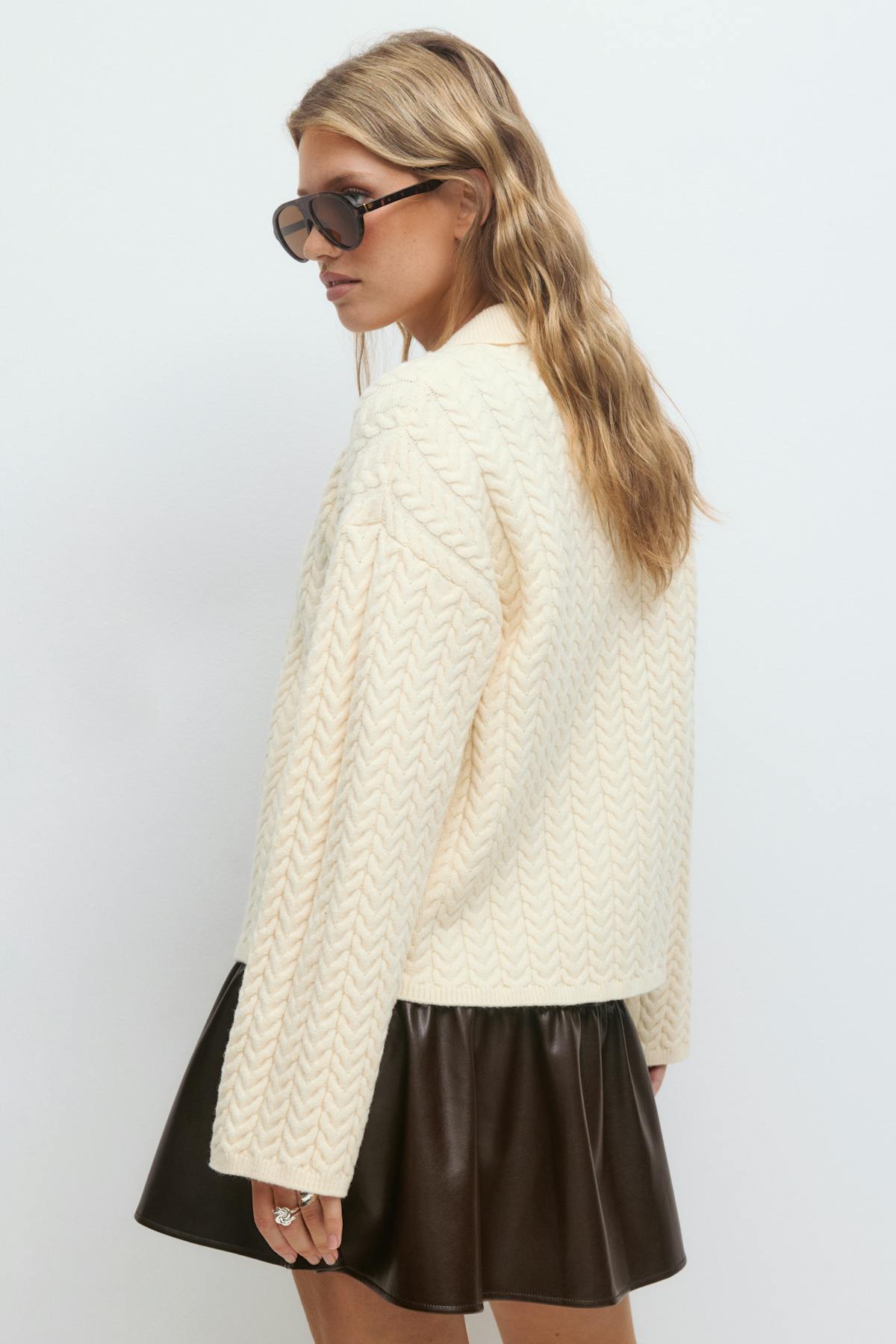Cable knitted cardigan