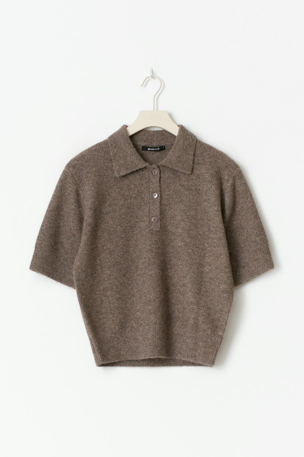 Short sleeve knit collar top