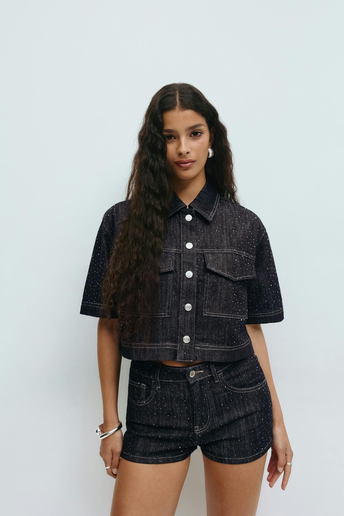 Rhinestone denim shirt