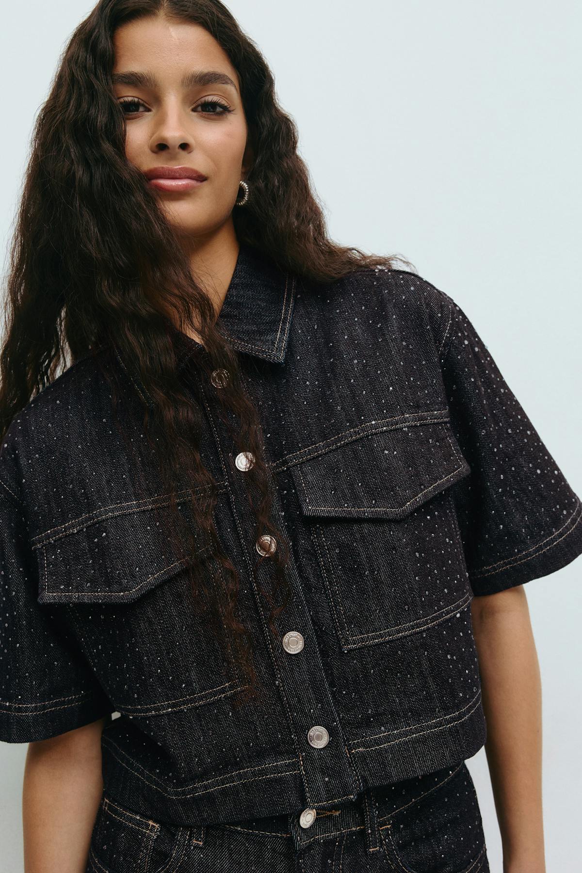 Rhinestone denim shirt