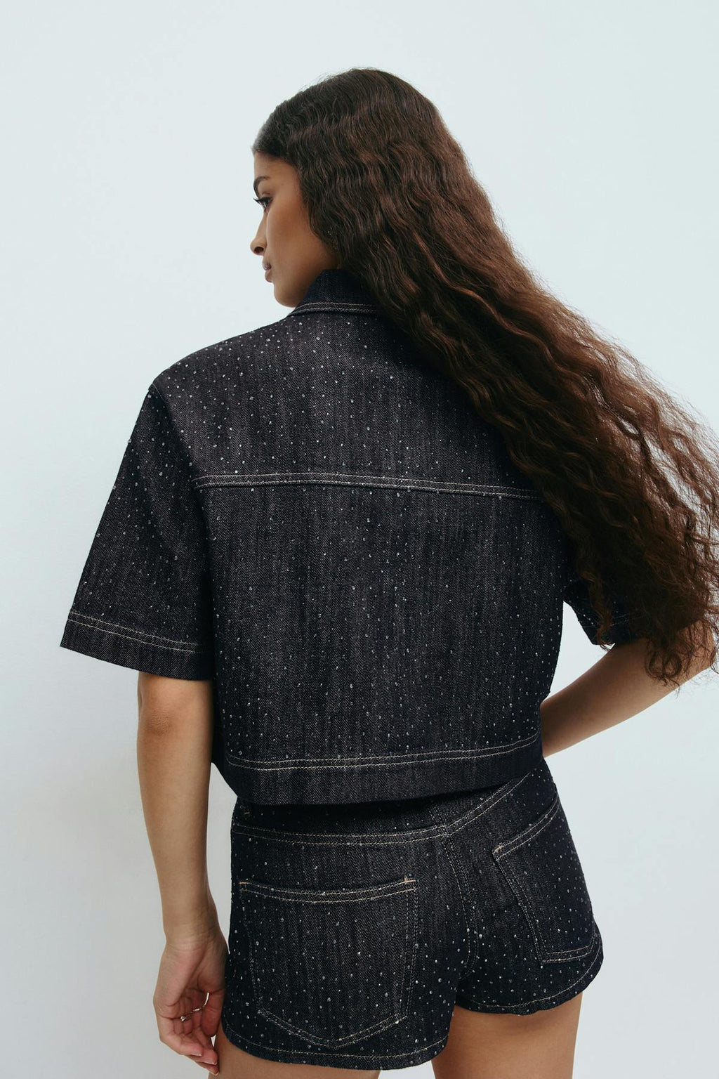Rhinestone denim shirt