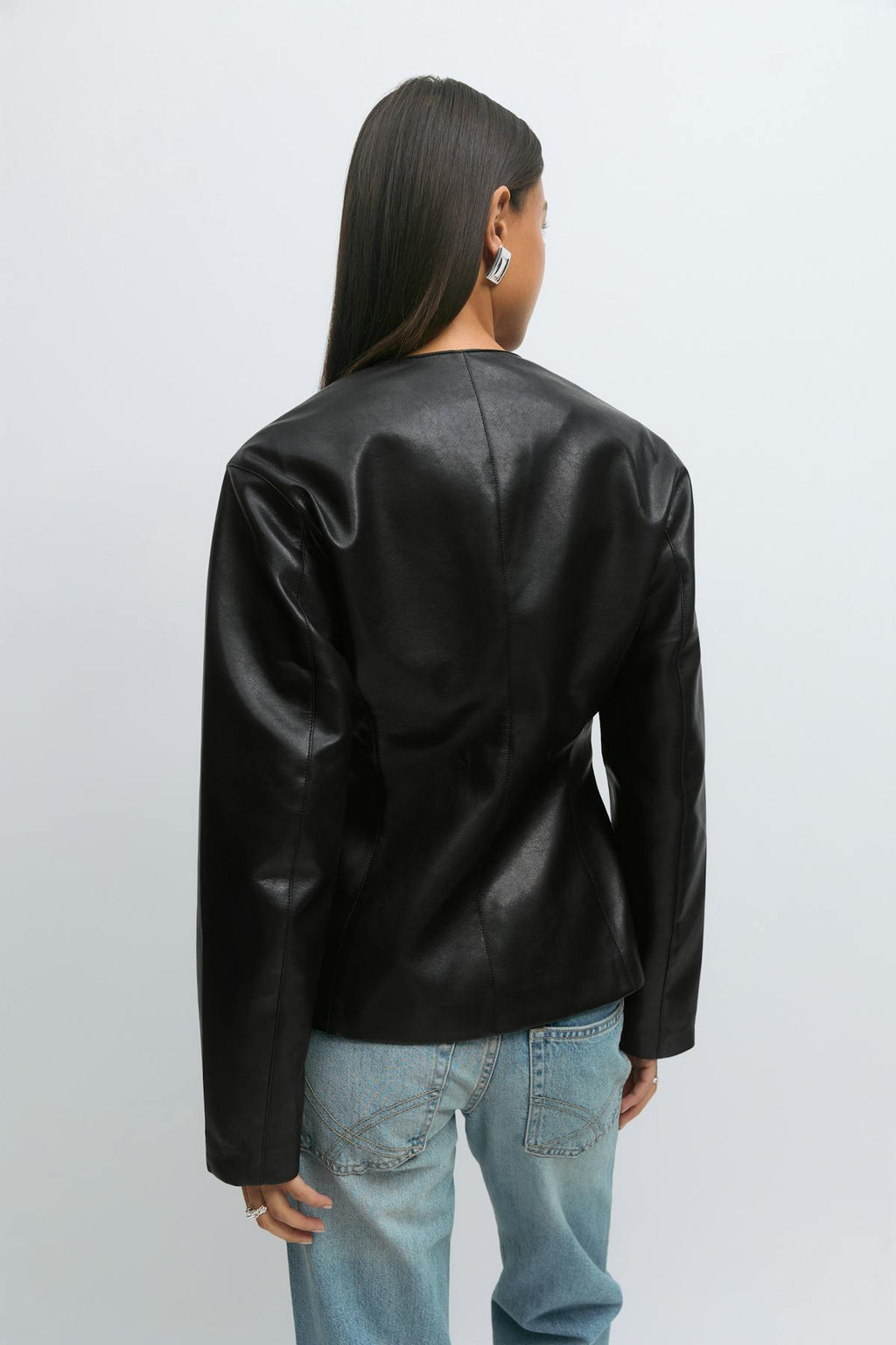 Sculpted pu blazer