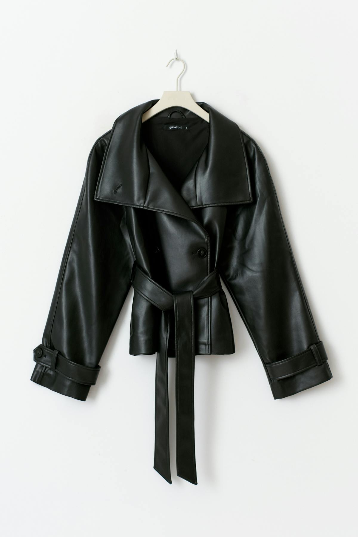 Short belted pu jacket