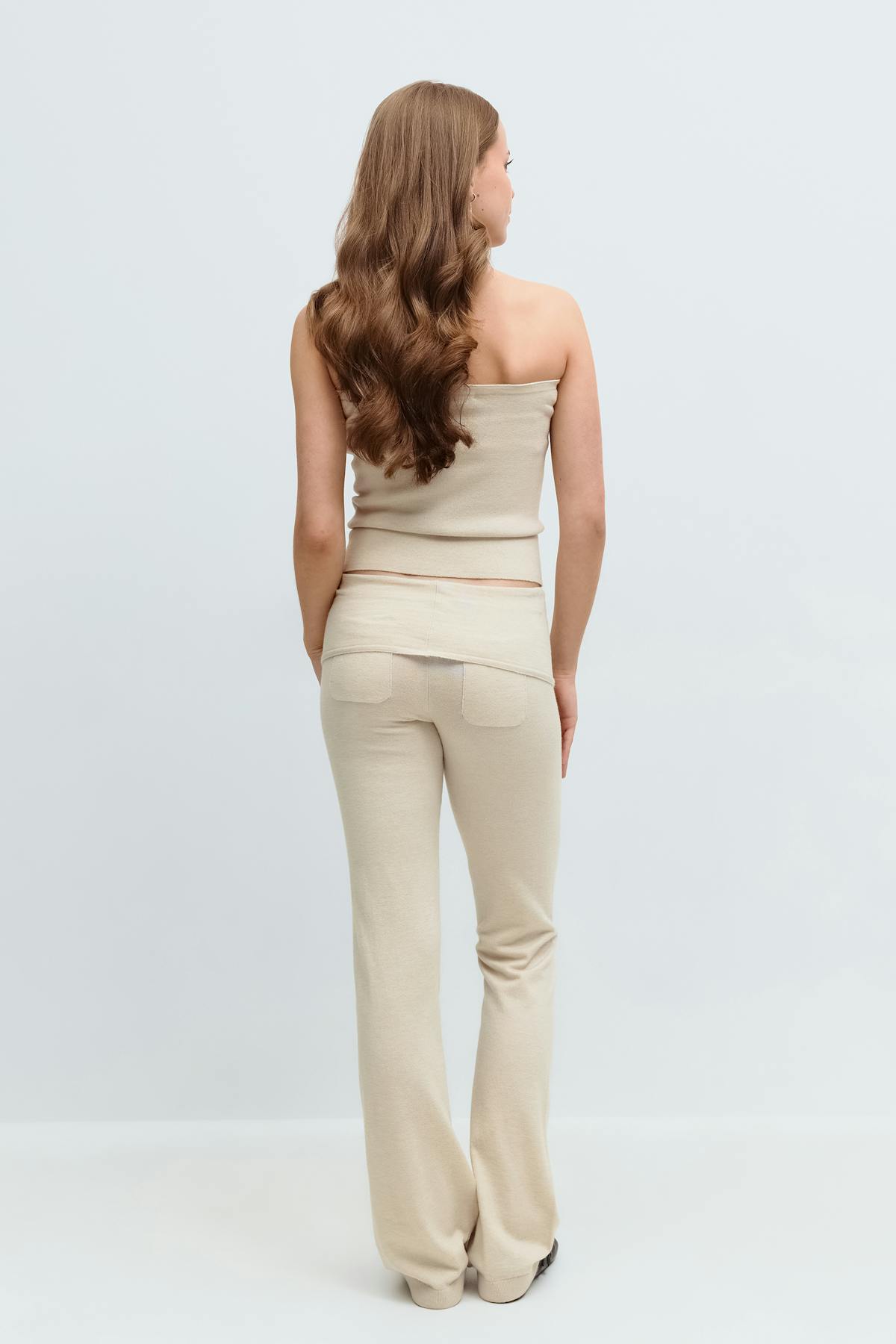 Y knitted folded down pants