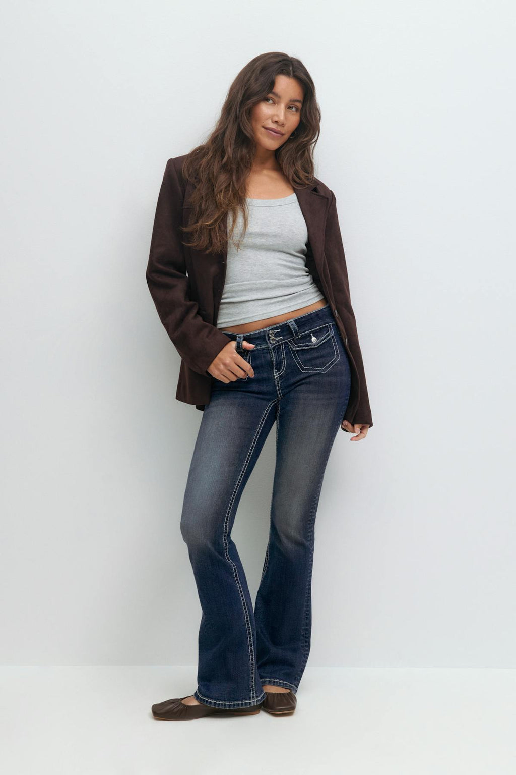 Front pocket bootcut jeans
