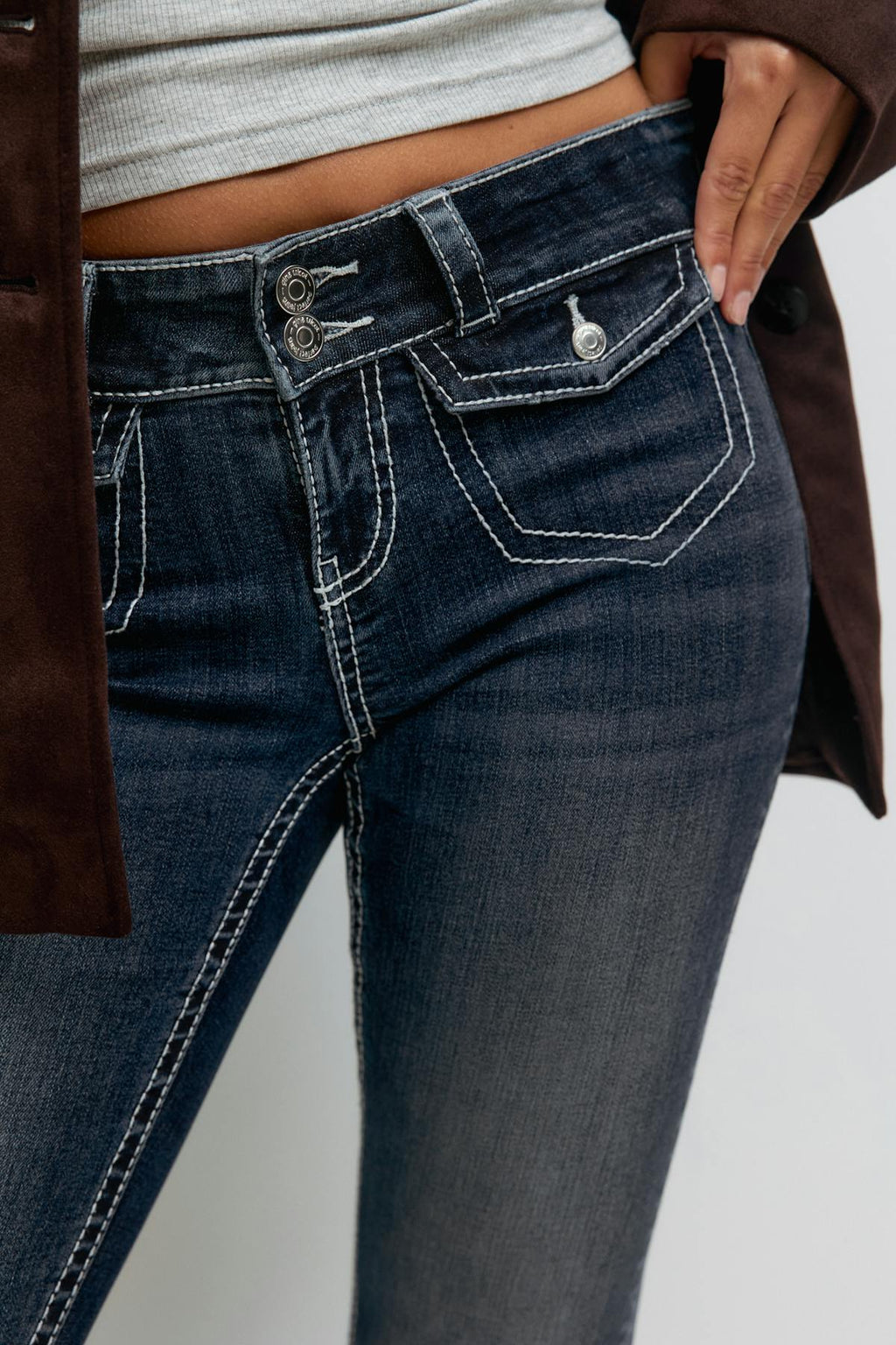 Front pocket bootcut jeans