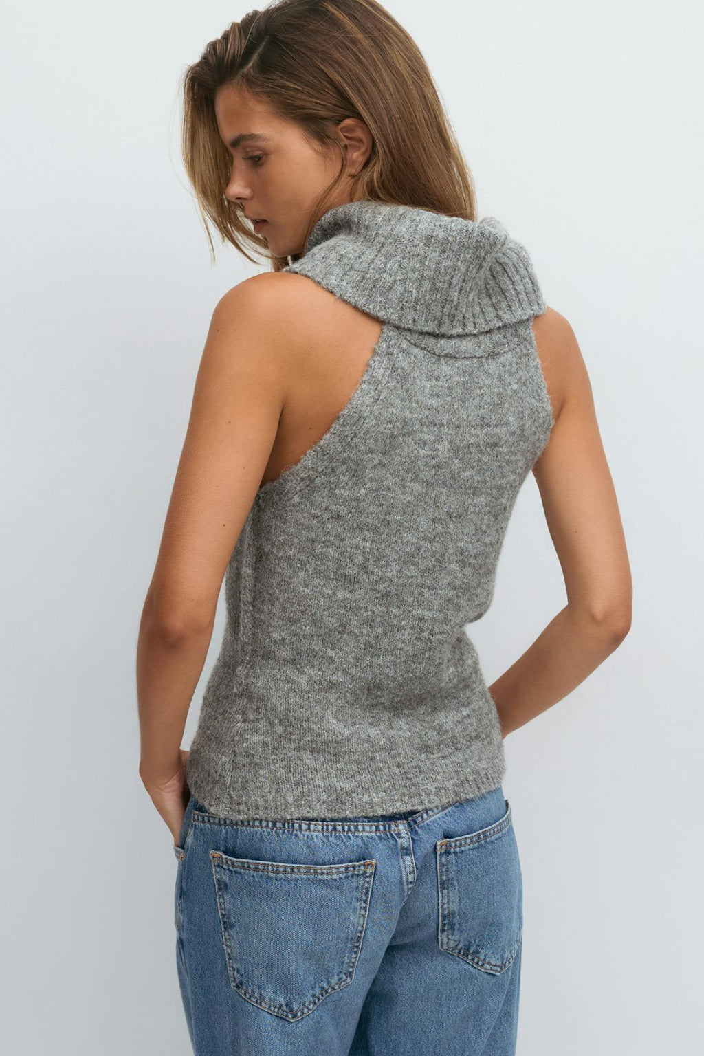 Chunky knitted polo top