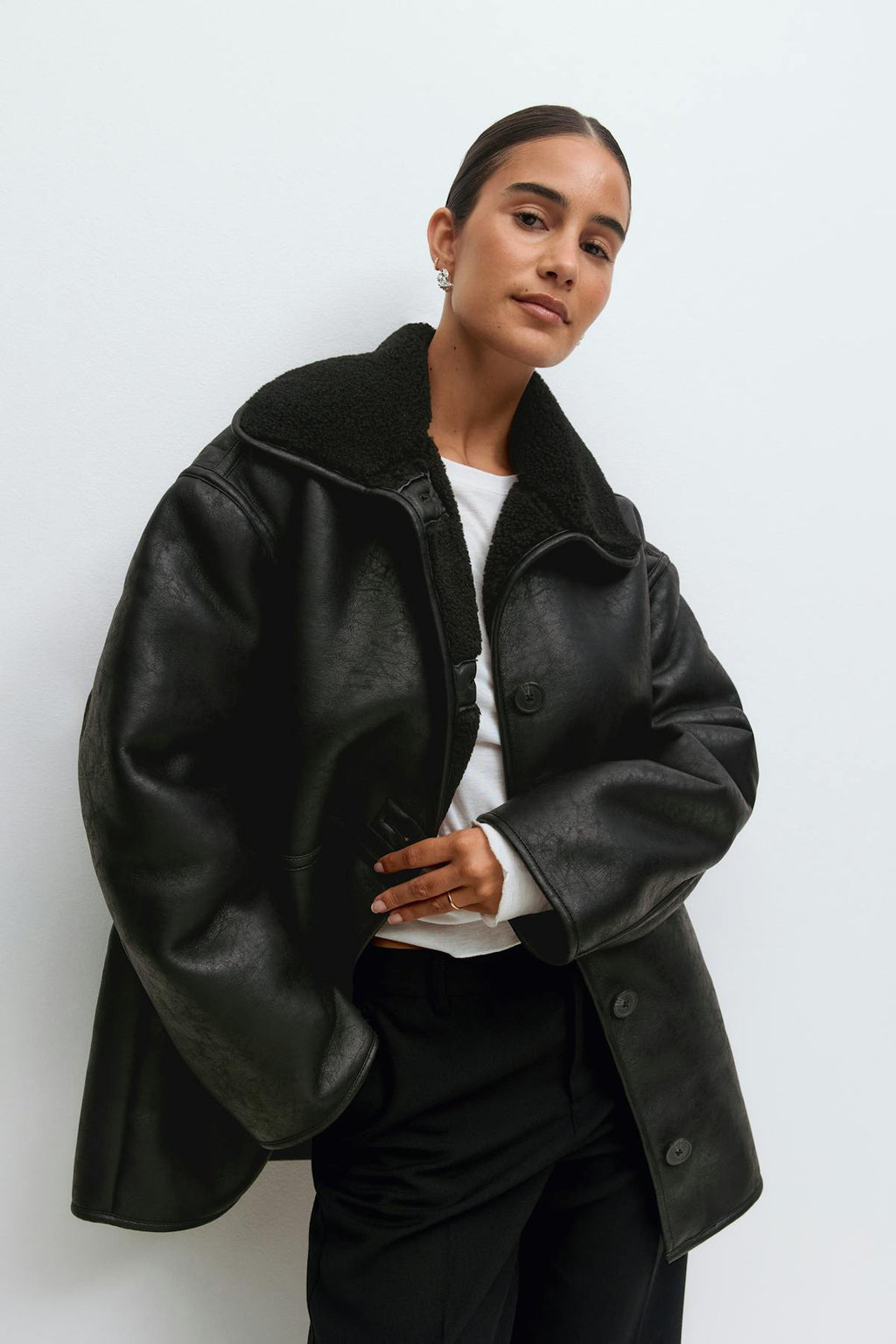 Bonded pu teddy jacket