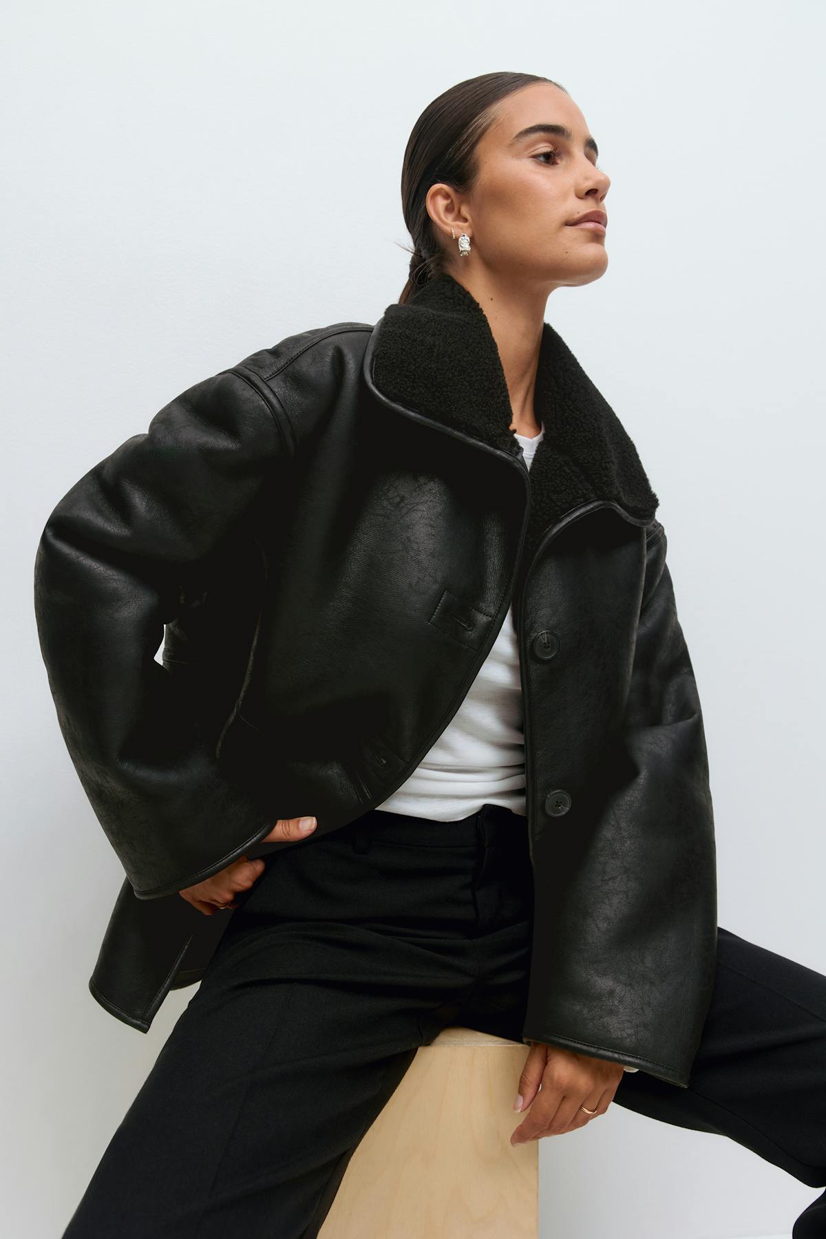Bonded pu teddy jacket