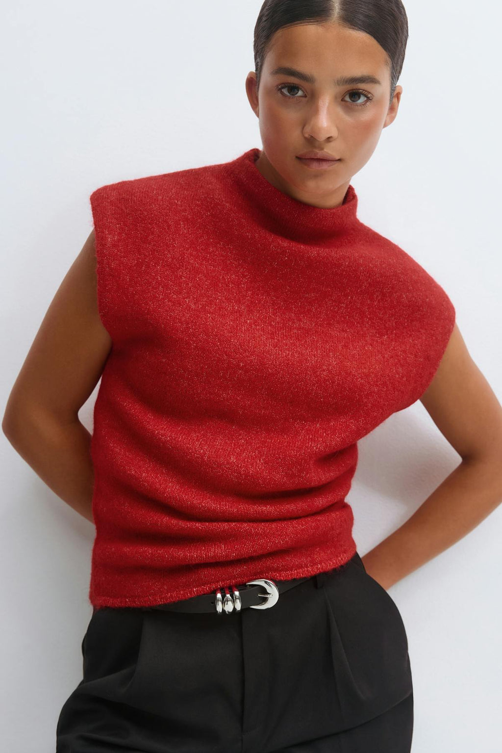 Funnel neck knitted top
