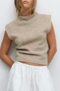 Funnel neck knitted top