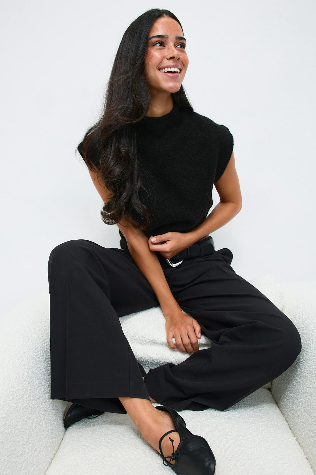 Funnel neck knitted top