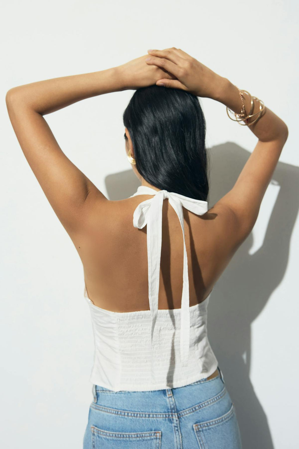 Embroidery halter neck top