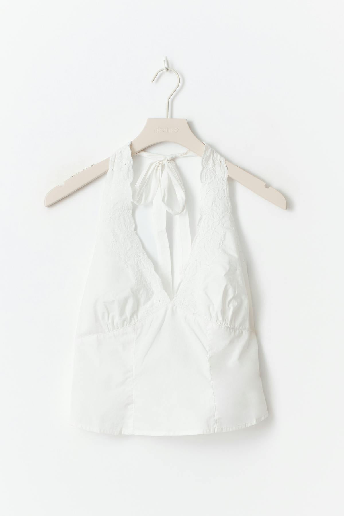 Embroidery halter neck top