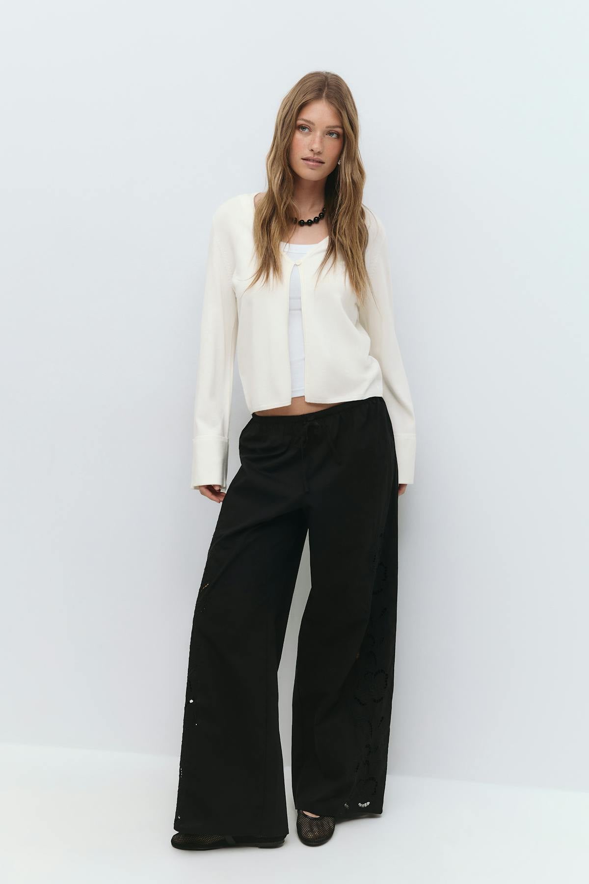Folded sleeve knitted cardigan