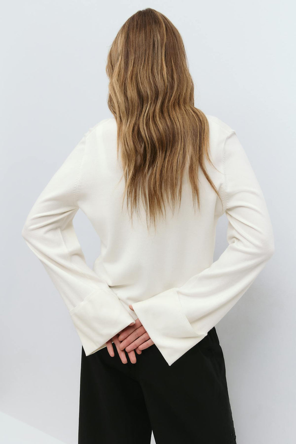 Folded sleeve knitted cardigan
