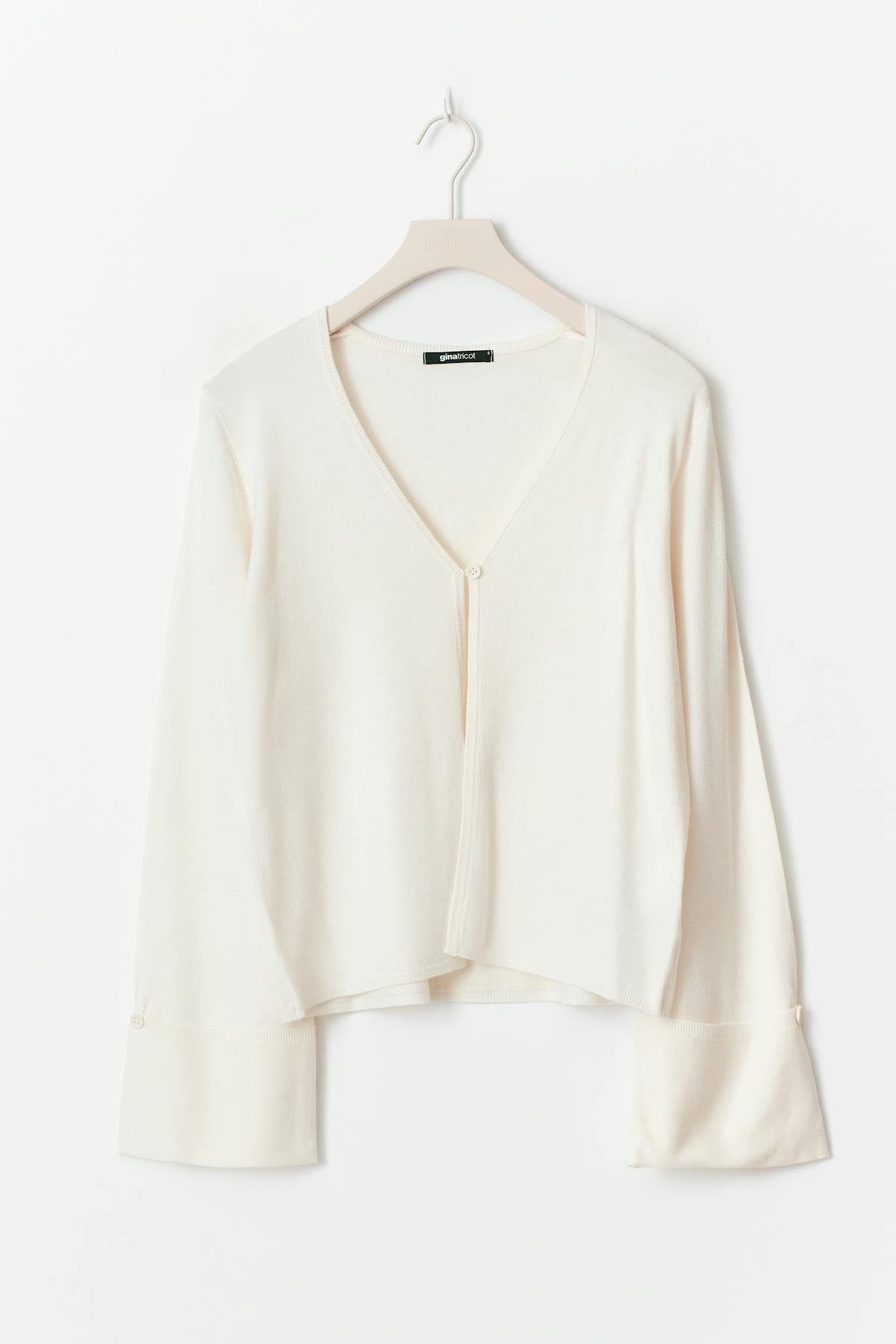 Folded sleeve knitted cardigan