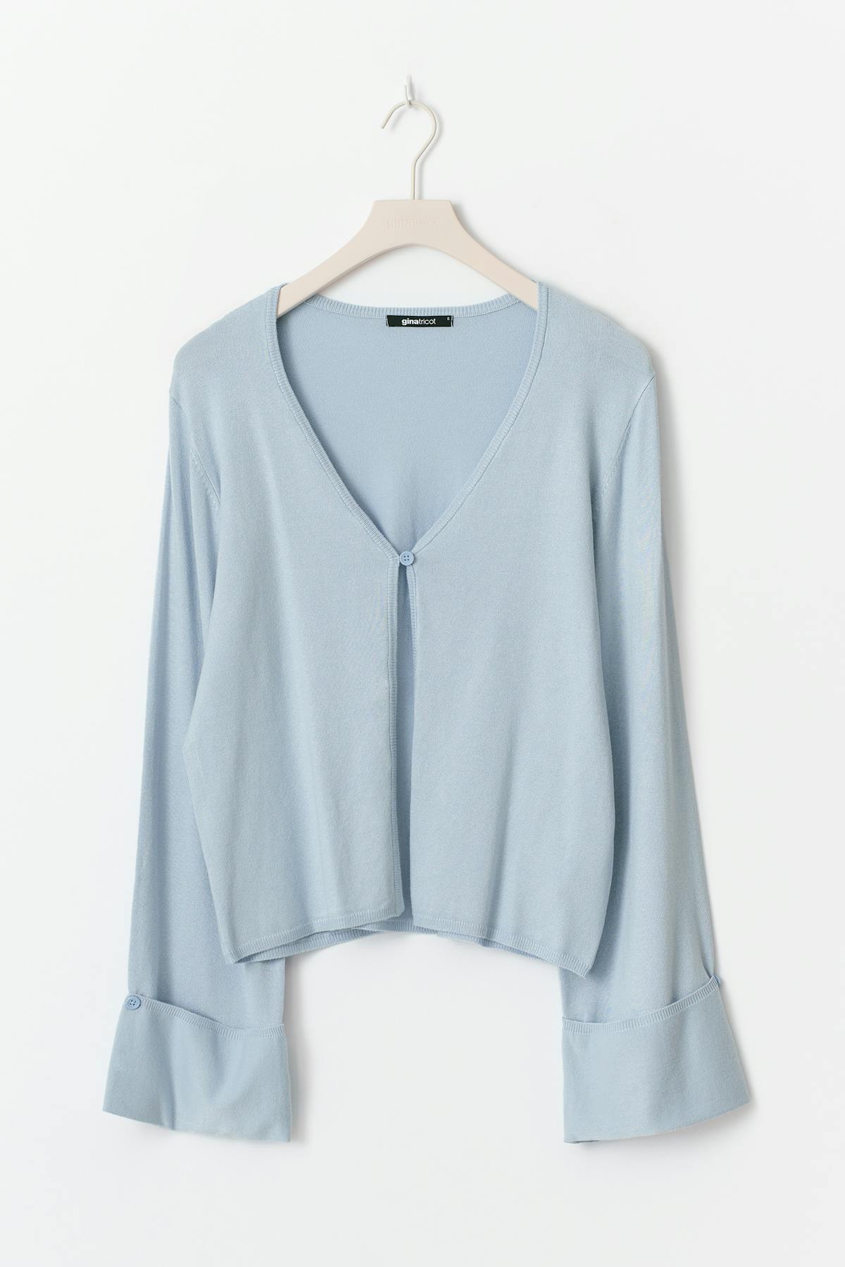 Folded sleeve knitted cardigan